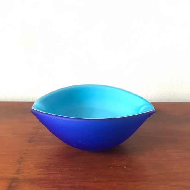 Vintage Late 20th Century Frosted Cased Art Glass Ashtray or Catchall For Sale - Image 10 of 10