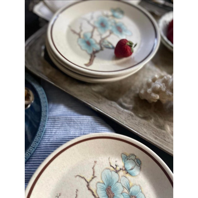 Baby Blue Mid 20th Century Softwind Stoneware by Temperware - A Wedgwood Company - 8” Plates - Set of Seven (7) For Sale - Image 8 of 10