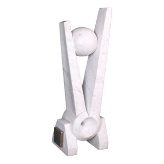 Hugo Verheyen, New Europe Sculpture, 1970s, Carrara Marble and Steel For Sale