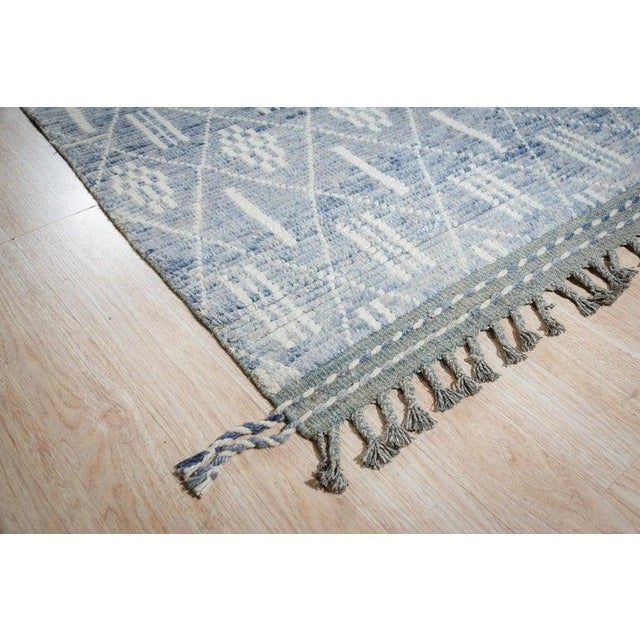 Contemporary 6x9 Blue Hand-Knotted Wool Diamond Lattice Geometric Modern Carpet Rug For Sale - Image 3 of 10