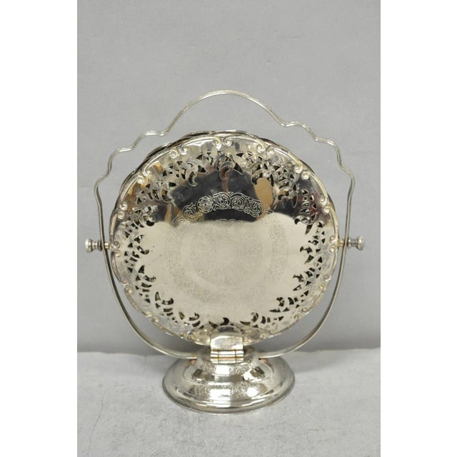 Vintage Queen Anne Style Silver Plated 3 Tiered Folding Cake Dessert Stand Tray, Made in England. Circa Mid 20th Century....