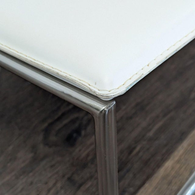 Metal Cb2 Triumph Modern White Leather Lounge Chair With Sleek Chrome Frame For Sale - Image 7 of 8