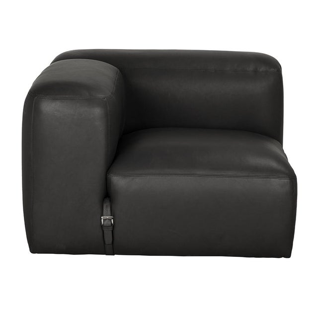 Noir NOIR Augustus Modular Sofa, Left Corner, Santosa Matte Black Leather For Sale - Image 4 of 11