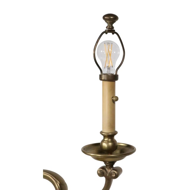 Mid 20th Century Mid 20th Century Classical Revival Brass Desk Lamp With Original Pleated Shade For Sale - Image 5 of 15