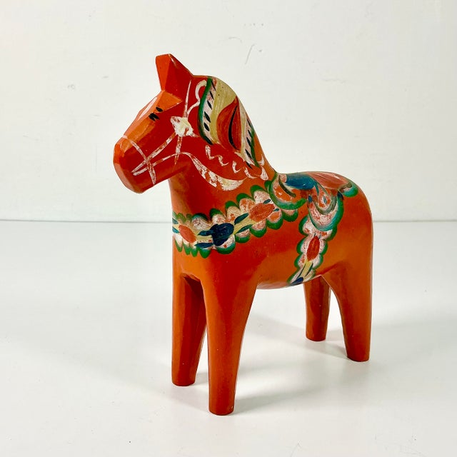 1950s Vintage Gustavia Boho Chic Swedish Hand-Carved Wood Dala Horse For Sale - Image 6 of 12