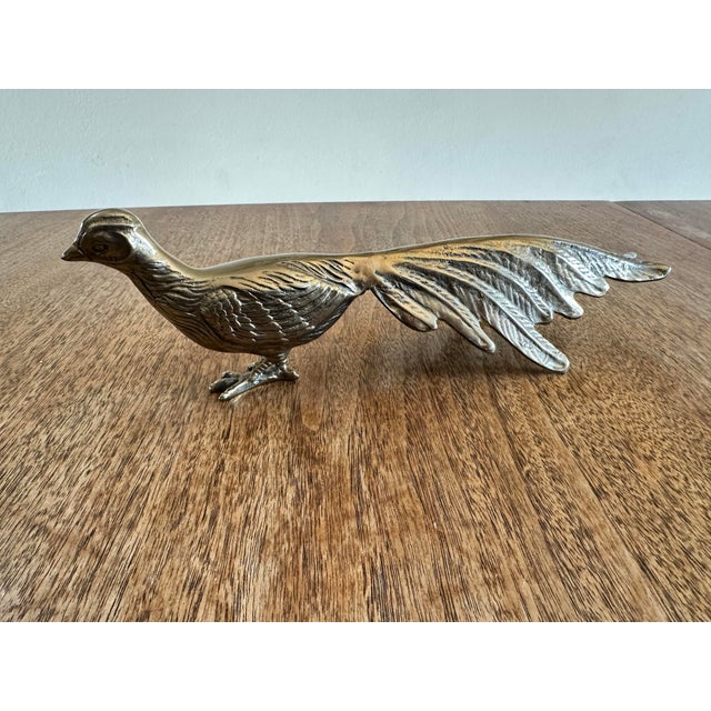 Vintage Brass Roadrunner Pheasant Sculpture, Mid-Century Hollywood Regency Style For Sale - Image 4 of 6
