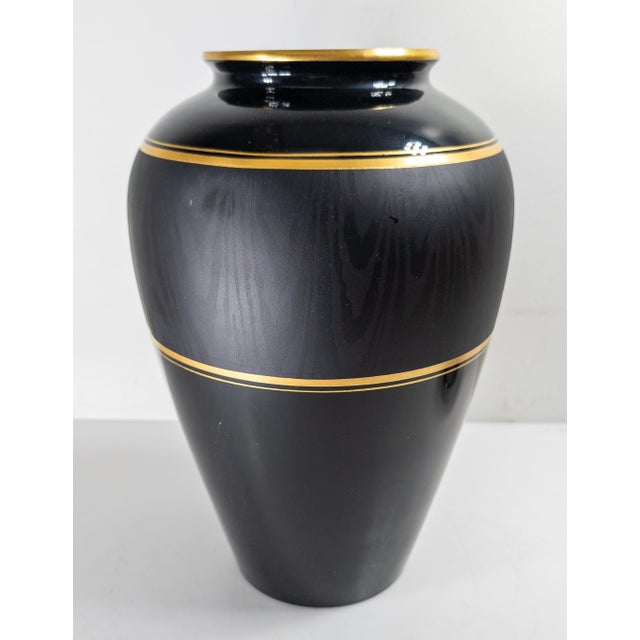 Early 20th Century Bohemian Czech Art Glass Vase With Gilt Bands and Acid Etched Wood Grain For Sale - Image 4 of 11