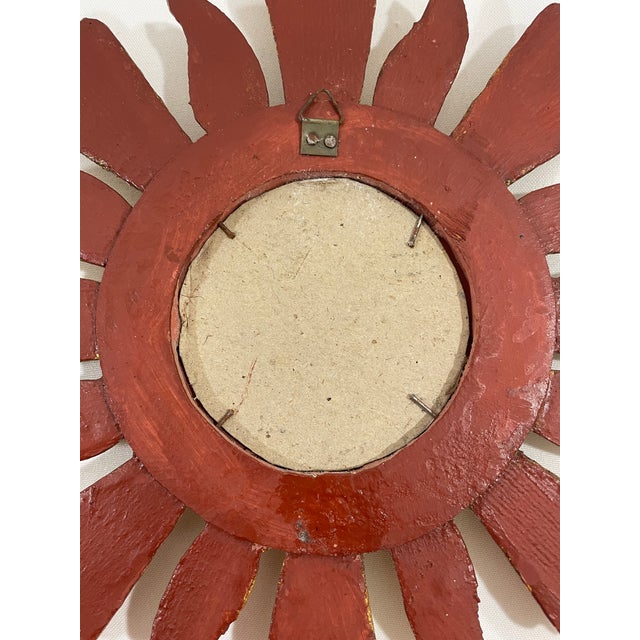 1950s French Petite 11" Giltwood Sunburst Wall Mirror For Sale - Image 12 of 18