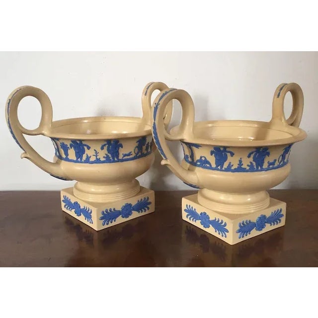 Off-white Early 19th Century English Regency Wedgwood Vase Urns of Greek Kantharos - A Pair For Sale - Image 8 of 11