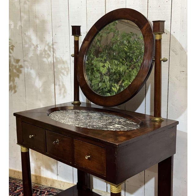 Antique Empire Style Dressing Table in Mahogany with Marble Top, 1800s For Sale - Image 14 of 18