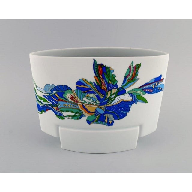 Large Vase with Colorful Flowers from Rosenthal, 1970s For Sale - Image 3 of 6