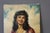Oil on canvas depicting a woman with a bouquet of flowers, wearing a gold pendant necklace, signed lower right, 20th...