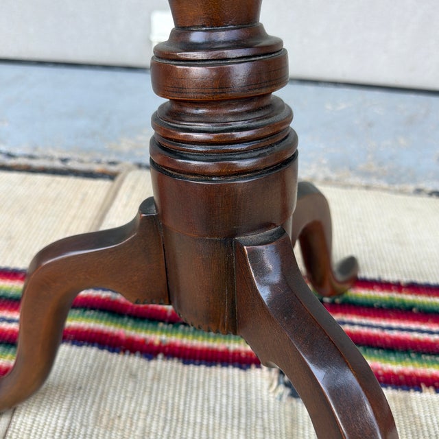 Antique Connecticut Federal Cherrywood Inlaid Snake Leg Candlestand, Circa 1800–1820 For Sale - Image 9 of 12
