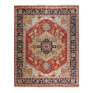 9x12 Traditional Coral Geometric Medallion Hand Knotted Wool Carpet Rug For Sale