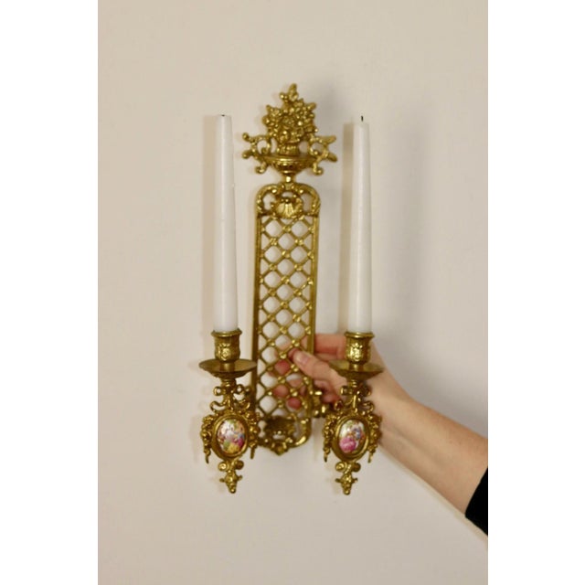 Vintage French Brass Sconces, Set of 2 For Sale - Image 4 of 9
