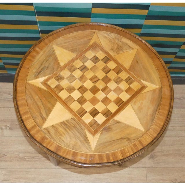 Wood Vintage Chessboard Table with Shelf and Glass Top, 1950s For Sale - Image 7 of 11
