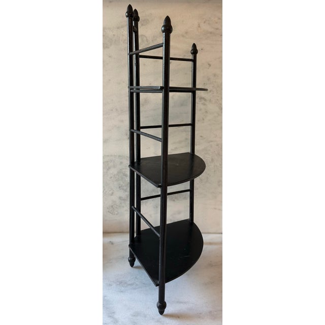3 Shelf Black Wood Corner Etagere For Sale - Image 4 of 8
