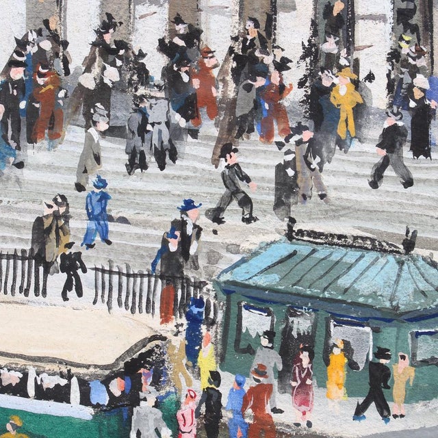 Lucien Génin, Paris La Bourse, 1930s, Gouache on Paper, Framed For Sale - Image 14 of 18