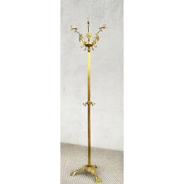 Victorian Style Brass Free Standing Coat Rack with Horses Decoration, 1960s For Sale - Image 11 of 12