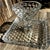 Gray 1920s Art Deco Fostoria Retired 1915-82 American Clear Cube Square Cake Stand Rum Well For Sale - Image 8 of 8