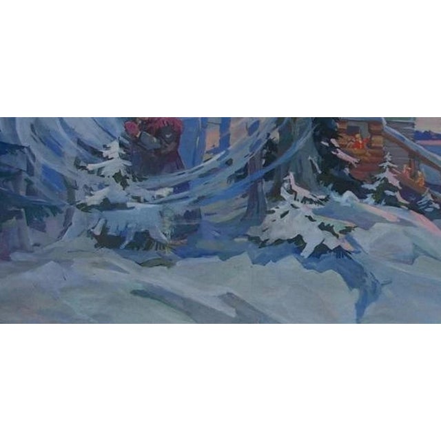 1970s Snow Queen Original Oil Painting, Soviet Ukrainian Art, Children's Room Decor 136-295 For Sale - Image 5 of 6