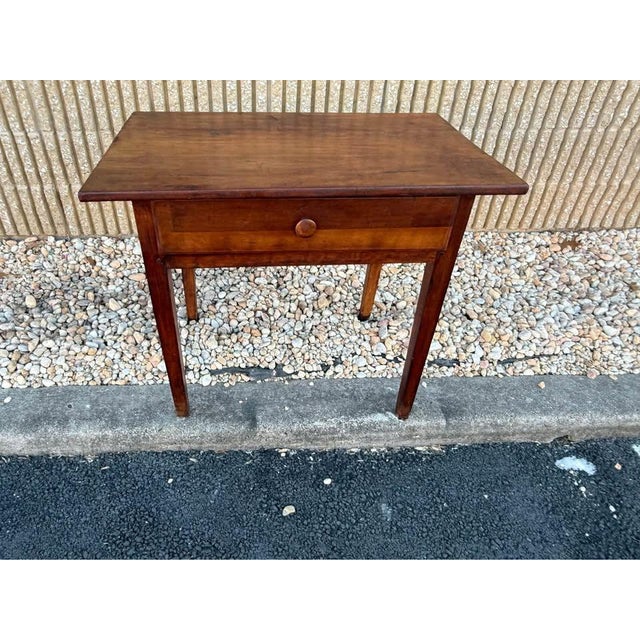 19th Century 19th Antique Early American Primitive Style Solid Cherry 1 Drawe Side -Work Table. For Sale - Image 5 of 12