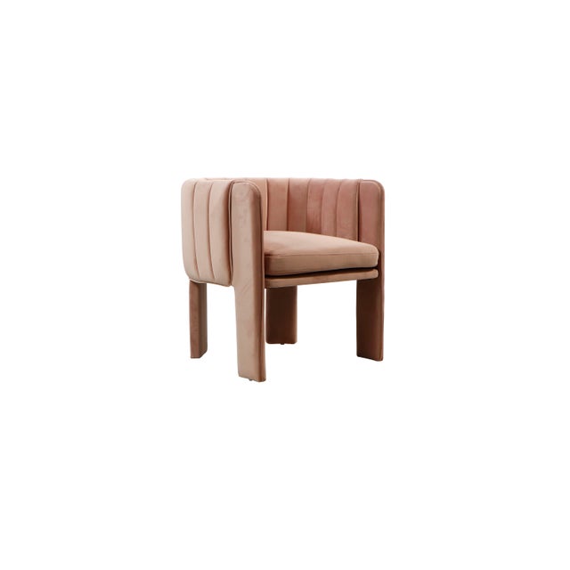 Blush Set of 6 Olivia Channel Tufted Dining Armchair Chairs in Blush For Sale - Image 8 of 12