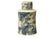 1980s Cream Celadon Porcelain Blue Flower Gold Fishes Cylindrical Container For Sale - Image 5 of 10