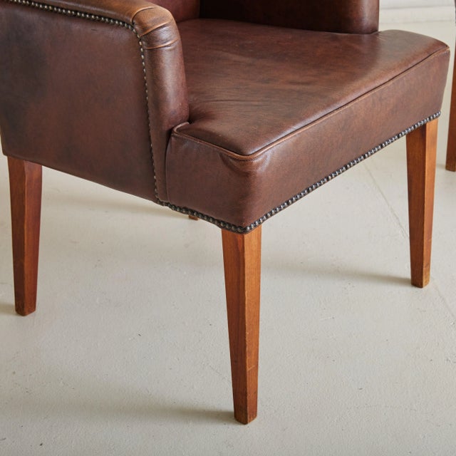 Brown Dutch Armchair in Brown Sheepskin Leather, 1970s For Sale - Image 8 of 11