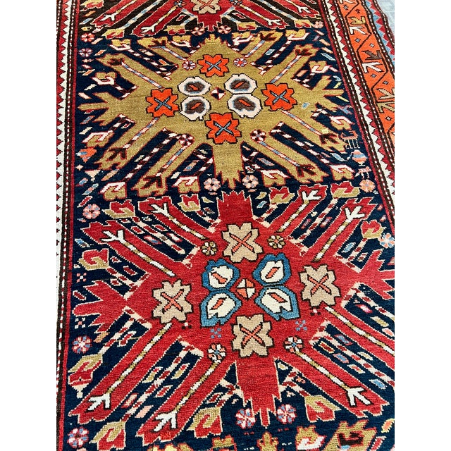 Antique Starburst Design Kazak Rug 4'3" X 9'10" For Sale - Image 9 of 13
