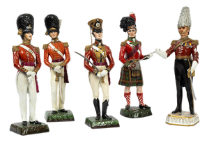 Antique 20th Century Soldiers in Polychrome Capodimonte Porcelain, Naples, Set of 5