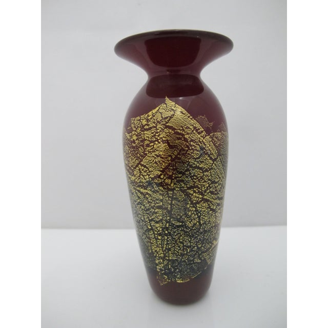 Hand blown studio art glass vase by celebrated American glass artist, Michael Nourot (1949 -2015) from the Nourot Art...