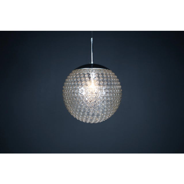 Glass Large Chrome and Bubble Glass Pendant by Rolf Krüger for Staff, Germany, 1970s For Sale - Image 7 of 12