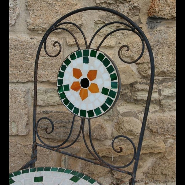 Ceramic Vintage French Folding Garden Chair in Wrought Iron, 1970s For Sale - Image 7 of 9