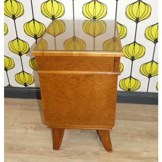 Tan Vintage Night Cabinets with Lacquer Drawer & Door Glass Plate Nostalgia, Set of 2 For Sale - Image 8 of 18