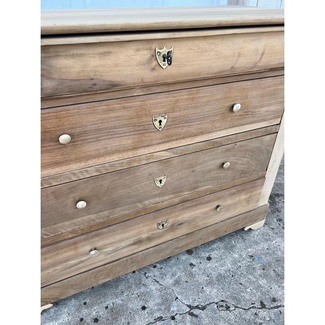 French 19th Century Louis Philippe Bleached Solid Walnut Commode For Sale - Image 9 of 12