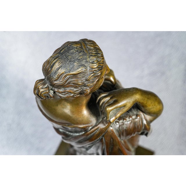 Neoclassical Antique Victorian Bronze Statue Sculpture of Woman For Sale - Image 9 of 16