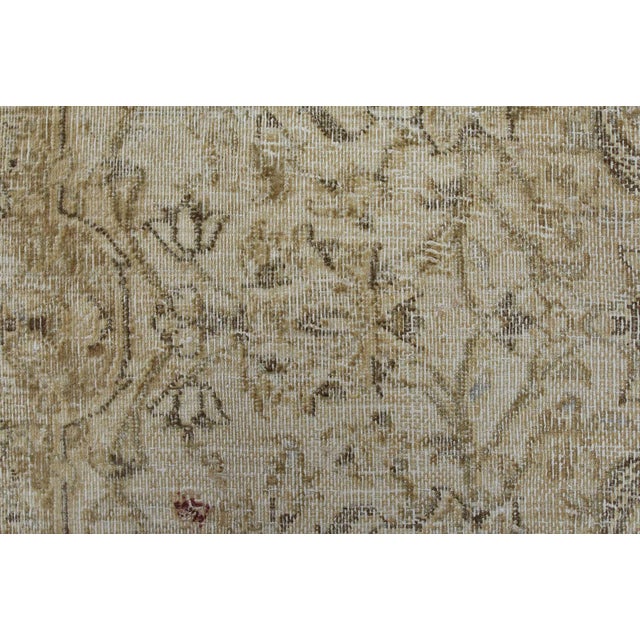 Beige Tabriz Rug 9’9” X 12’2” Beige Wool Vintage Distressed Hand-Knotted Carpet For Sale - Image 8 of 15
