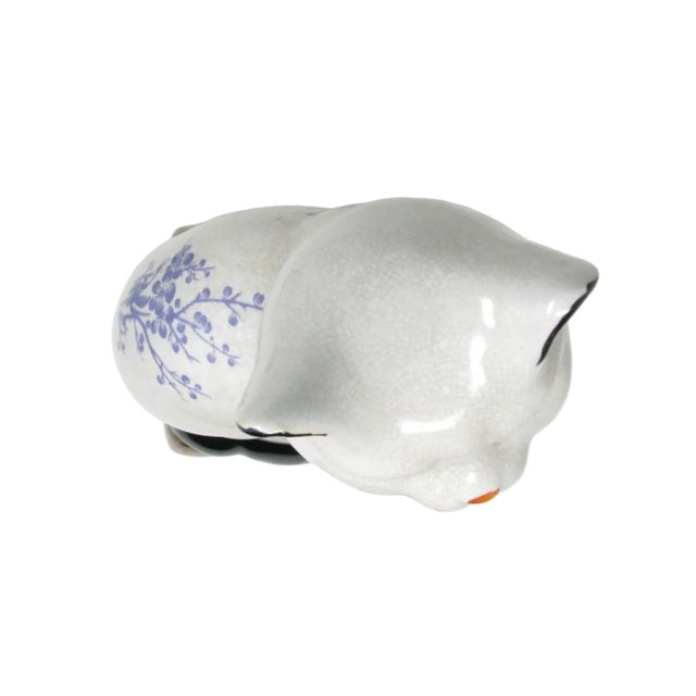 Vintage Large Staffordshire Style Ceramic Cat on Pillow Sculpture For Sale - Image 12 of 13