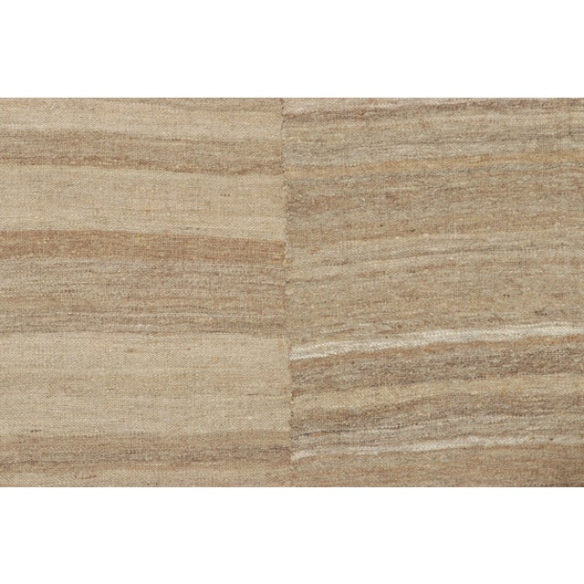 Rug & Kilim Oversized Vintage Persian Mazandaran Kilim in Taupe Striped Pattern - Rug & Kilim For Sale - Image 4 of 7