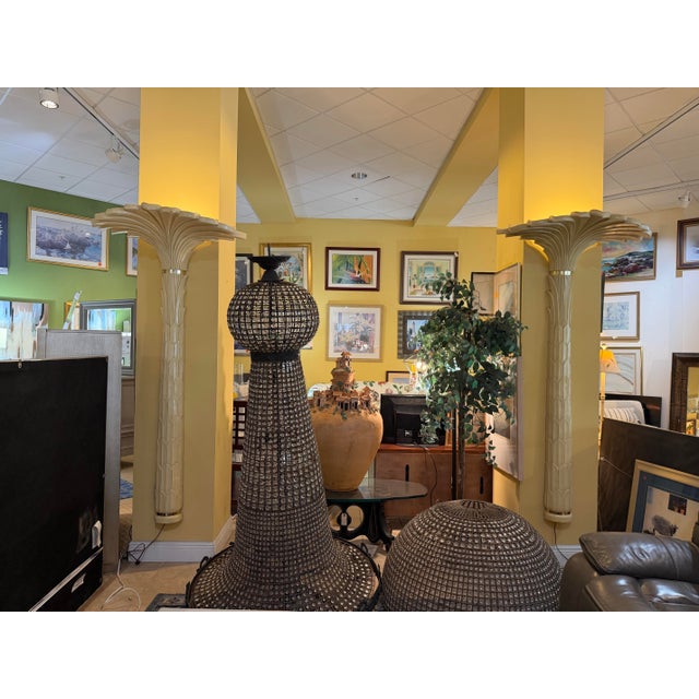Vintage Mid-Century Hollywood Regency Palm Tree Torchiere Wall Lamps After Serge Roche - A Pair For Sale - Image 11 of 11