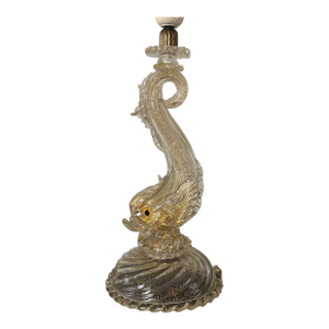 Antique Golden Dolphin Murano Lamp Attributed to Barovier & Toso