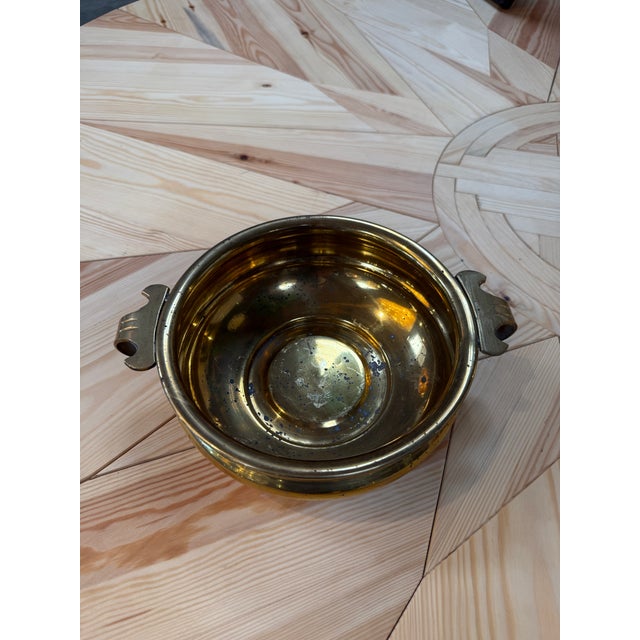 Brass Centerpiece Bowl With Decorative Handles For Sale In Los Angeles - Image 6 of 7