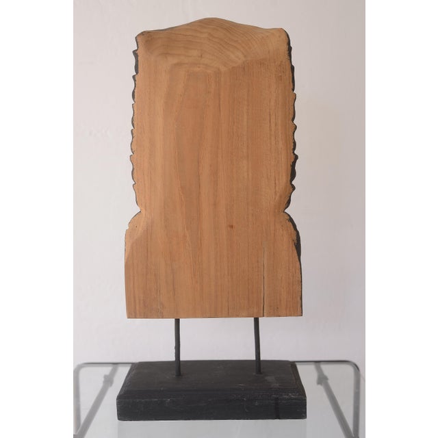 1970s Vintage Reclaimed Teak Khmer Aspara Goddess Bust For Sale - Image 5 of 7