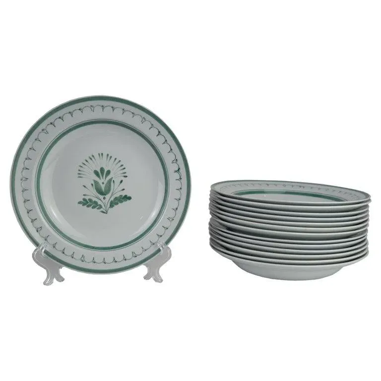 Green Thistle Dinner Plates, Arabia of Finland - Set of 14 | Chairish