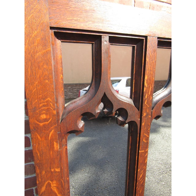 English Gothic Oak Mirror 1860s For Sale - Image 4 of 10