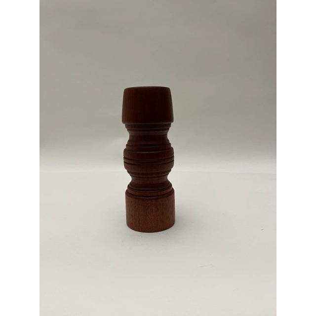 Brown Mid Century Danish Candle Holders in Teak . For Sale - Image 8 of 10