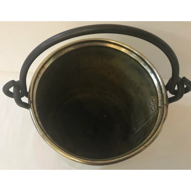 Early 20th Century Vintage Brass Jamb Pot With Iron Metal Handle For Sale - Image 5 of 7