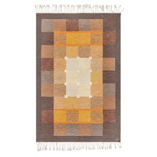 Vintage Swedish Flatweave Rug by Ulla Parkdal, Signed “UP” For Sale