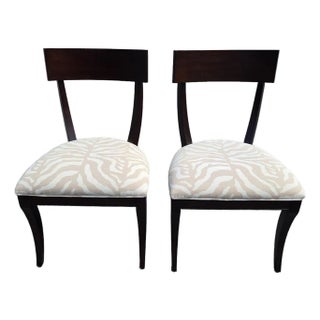 Pair of Ethan Allen Hathaway Klismos Dining Side Chairs Zebra Print French Regency 1990s For Sale